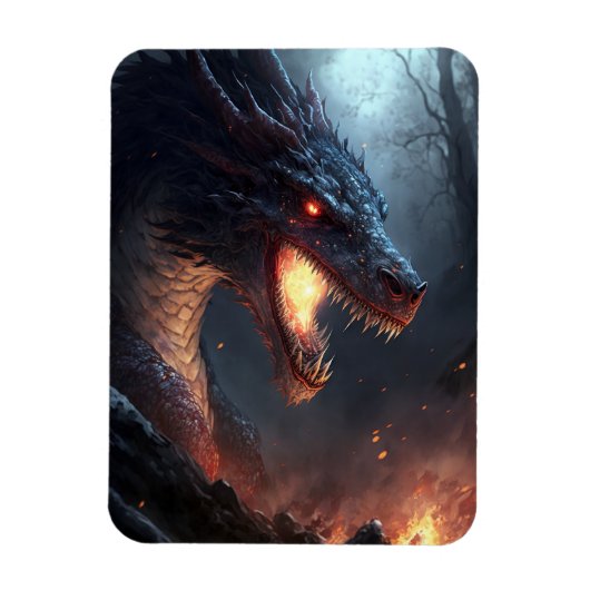 Fire Dragon Fantasy Art Magnet (Vertikal)