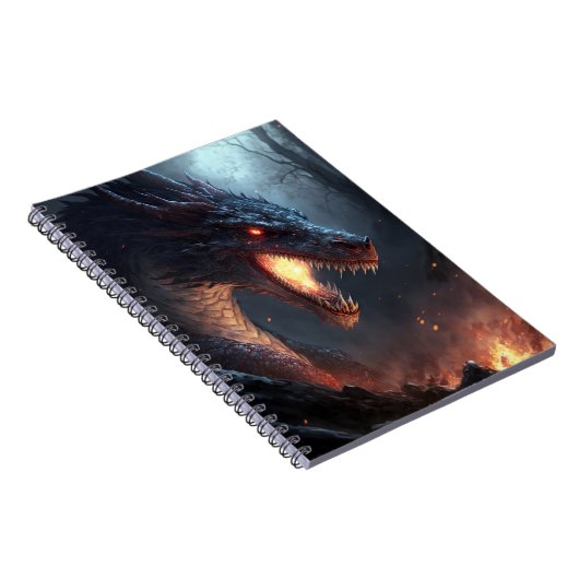 Fire Dragon Fantasy Art Notebook Notizblock (Rechte Seite)
