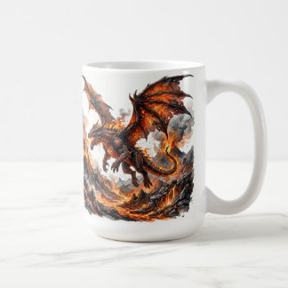 Fire Dragon Mug | Flaming Dragon Accent Coffee Mug Kaffeetasse