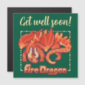 Fire Dragon pixel art Get well soon Magneteinladung (Vorne/Hinten)