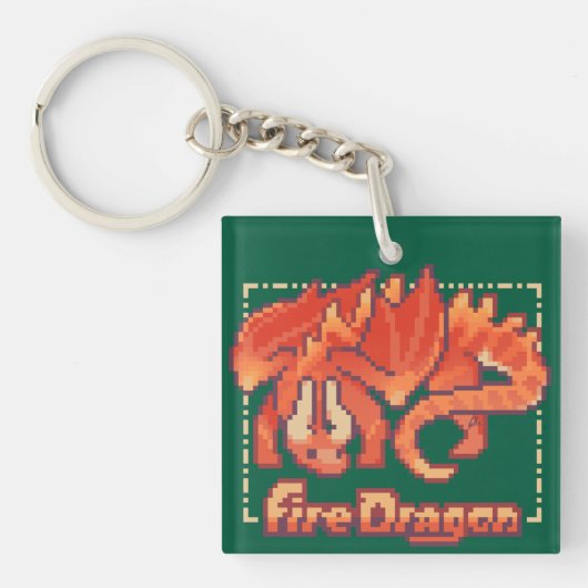 Fire Dragon pixel art   Schlüsselanhänger (Vorderseite)