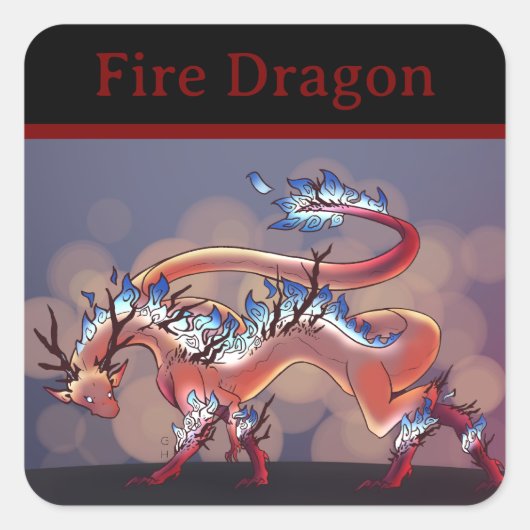 Fire Dragon Quadratischer Aufkleber (Vorderseite)