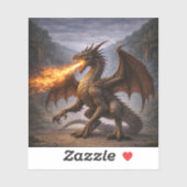 Fire Dragon Sticker – Fierce Mythical Dragon (Blatt)
