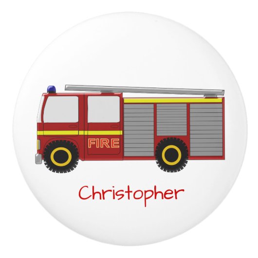 Fire Engine Design Personalised Keramikknauf (Vorderseite)