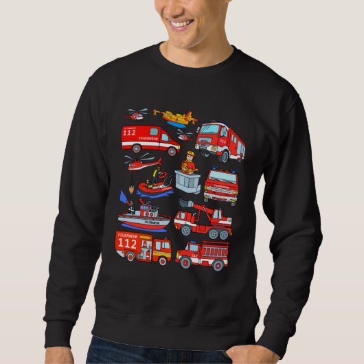 Fire Engine Firefighter Fire Engines Blue Light Sweatshirt (Vorderseite)