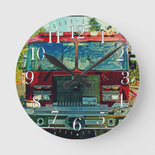 Fire Engine Firefighters Wall Clock Runde Wanduhr