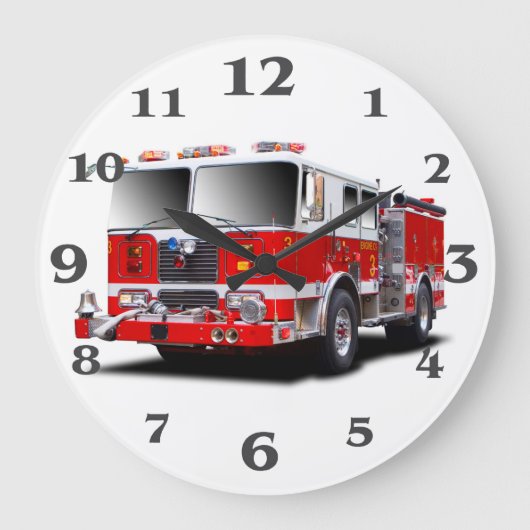 Fire Engine for Round-Large-Wall-Clock Große Wanduhr (Vorderseite)