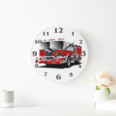 Fire Engine for Round-Large-Wall-Clock Große Wanduhr (Zuhause)