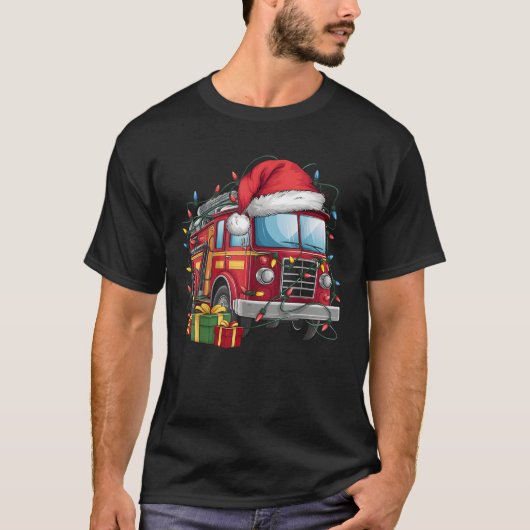 Fire Engine Xmas Lighting Santa Hat Fire Engine Ch T-Shirt (Vorderseite)