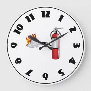 Fire Extinguisher Putting Out Fire Clock Große Wanduhr