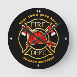 Fire Fighter Helmet Runde Wanduhr