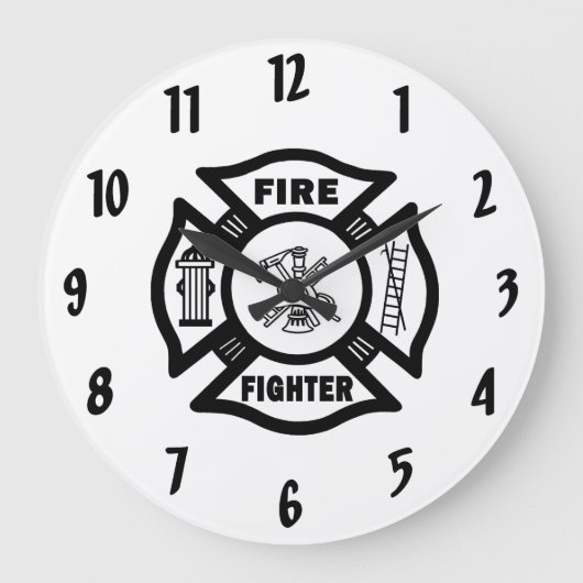 Fire Fighter Maltese Logo Large Clock Große Wanduhr (Vorderseite)