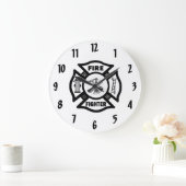 Fire Fighter Maltese Logo Large Clock Große Wanduhr (Zuhause)