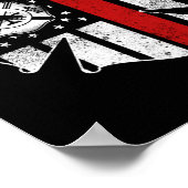 Fire Firefighter USA Flag Thin Red Line Flag Poster (Ecke)