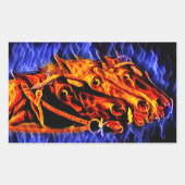 Fire Flames Original abstract Horses animal art Rechteckiger Aufkleber (Vorderseite)