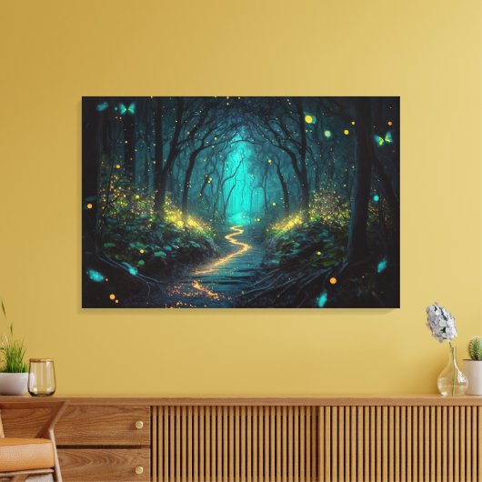 Fire Forest Beautiful und Magical Canvas Print Leinwanddruck (Insitu (Wohnzimmer))