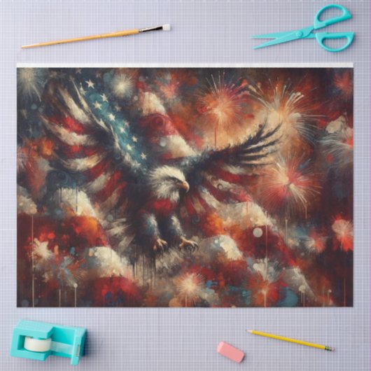 Fire Freedom Patriotic Eagle Decoupage Seidenpapier (Basteln)