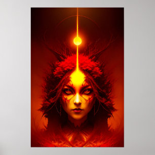 Fire Goddess Fantasy Art Poster