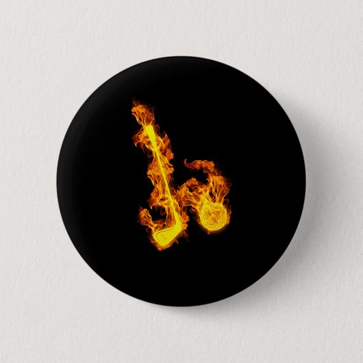 Fire Golf Flames Golf Ball Golfer Button (Vorderseite)
