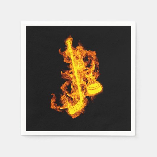 Fire Hockey Flames Hockey Stick Ball Serviette (Vorderseite)
