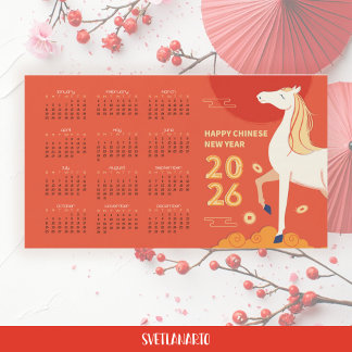 Fire Horse 2026 Chinese New Year Magnetic Calendar Magnetkarte