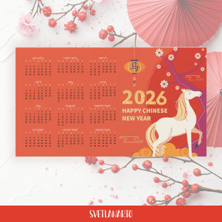 Fire Horse 2026 Chinese New Year Magnetic Calendar Magnetkarte