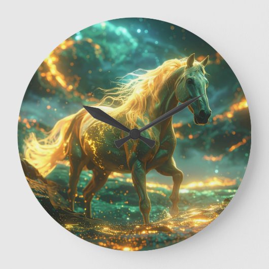 FIRE HORSE - CHINESE ZODIAC -  GROßE WANDUHR (Vorderseite)