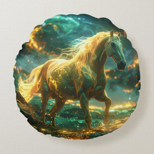 FIRE HORSE - CHINESE ZODIAC -  RUNDES KISSEN (Vorderseite)