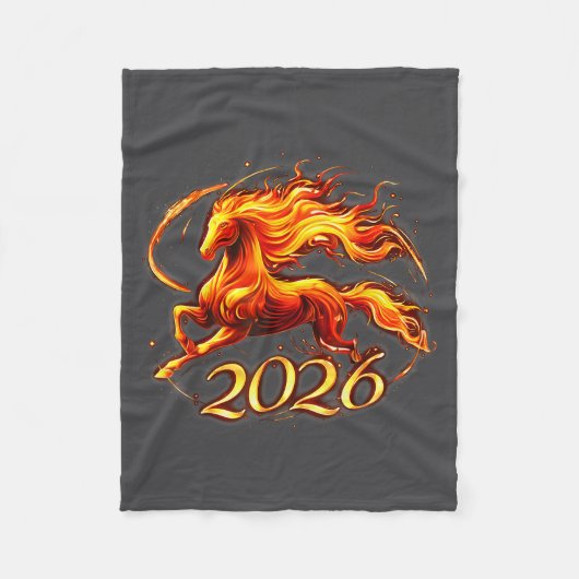 Fire Horse Chinese Zodiac Symbol 2026 Lunar New Ye Fleecedecke (Vorderseite)