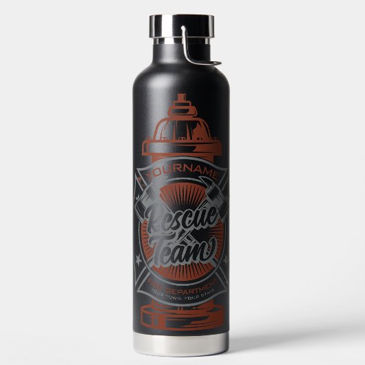 Fire Hydrant ADD NAME Fire Fighter Rescue Team Trinkflasche (links)