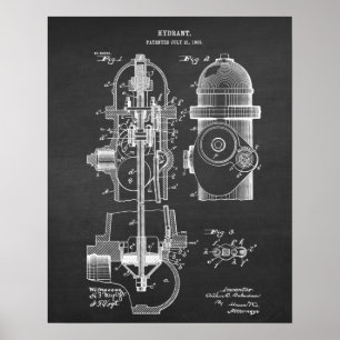 Fire Hydrant Blueprint Patent Art Nr. 6 Poster