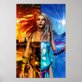 Fire & Ice Science Fiction Fantasy Art Poster (Vorne)