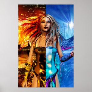 Fire & Ice Science Fiction Fantasy Art Poster