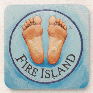 Fire Island barfuß und frei! Lustiges Gastgeschenk Getränkeuntersetzer