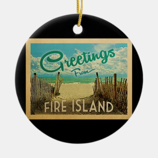 Fire Island Beach Vintage Travel Keramik Ornament (Vorne)