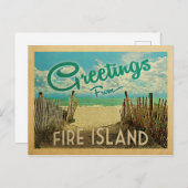 Fire Island Beach Vintage Travel Postkarte (Vorne/Hinten)