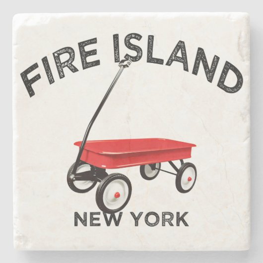 Fire Island große Version Roter Wagen Long Island Steinuntersetzer (Vorderseite)