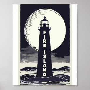 Fire Island Leuchtturm New York Mond  Poster