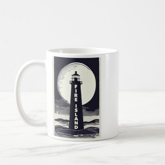 Fire Island Lighthouse New York Moon  Kaffeetasse (Links)