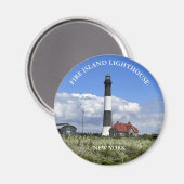 Fire Island Lighthouse New York Round Magnet (Vorderseite/Rückseite)