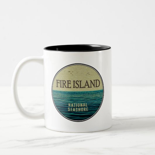 Fire Island National Seashore New York Ocean Birds Zweifarbige Tasse (Links)
