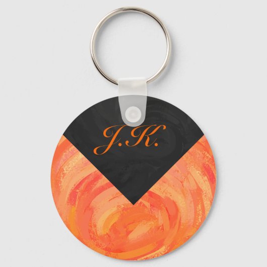 Fire Lake Orange and Black Monogram Schlüsselanhänger (Vorderseite)