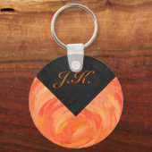 Fire Lake Orange and Black Monogram Schlüsselanhänger (Vorderseite)