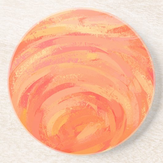 Fire Lake Orange Swirl Sandstein Untersetzer (Vorne)