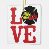 FIRE-LIEBE mit Dozer und Flammen [FL15] Keramikornament (Links)