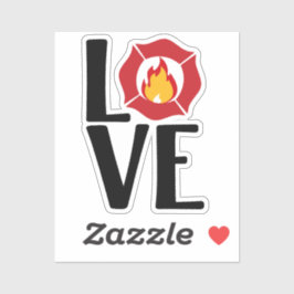 FIRE-LIEBE mit maltesischem Kreuz und Flamme [FL11 Aufkleber