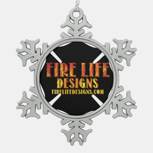 FIRE LIFE DESIGN CO [Logo 1] Schneeflocken Zinn-Ornament (Vorderseite)