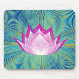 Fire Lotus Black Teal Pink Green Floral Template Mousepad