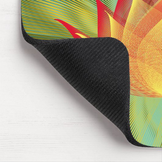Fire Lotus Black Yellow Green Floral Template Mousepad (Ecke)