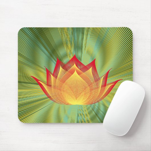 Fire Lotus Black Yellow Green Floral Template Mousepad (Mit Mouse)